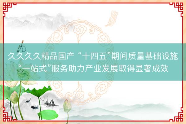 久久久久精品国产 “十四五”期间质量基础设施“一站式”服务助力产业发展取得显著成效