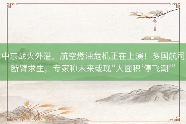 中东战火外溢，航空燃油危机正在上演！多国航司断臂求生，专家称未来或现“大面积‘停飞潮’”