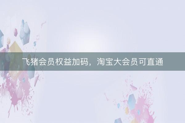 飞猪会员权益加码，淘宝大会员可直通