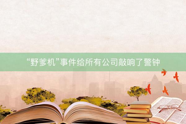 “野爹机”事件给所有公司敲响了警钟