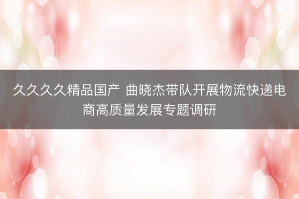 久久久久精品国产 曲晓杰带队开展物流快递电商高质量发展专题调研