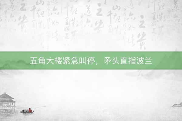 五角大楼紧急叫停，矛头直指波兰