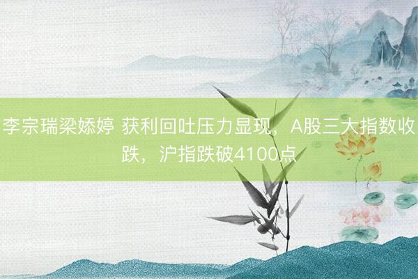 李宗瑞梁婖婷 获利回吐压力显现，A股三大指数收跌，沪指跌破4100点