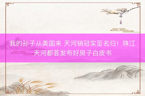 我的孙子从美国来 天河销冠实至名归！珠江・天河都荟发布好房子白皮书