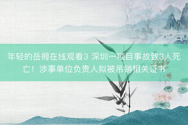 年轻的岳拇在线观看3 深圳一项目事故致3人死亡！涉事单位负责人拟被吊销相关证书