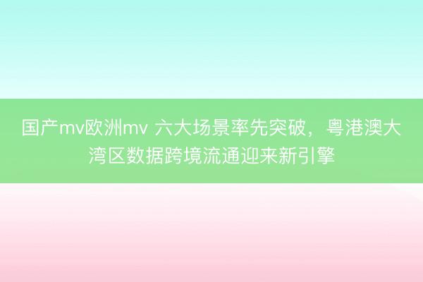 国产mv欧洲mv 六大场景率先突破，粤港澳大湾区数据跨境流通迎来新引擎