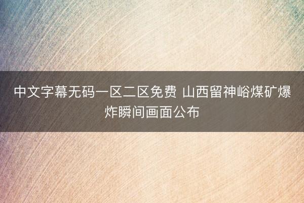 中文字幕无码一区二区免费 山西留神峪煤矿爆炸瞬间画面公布