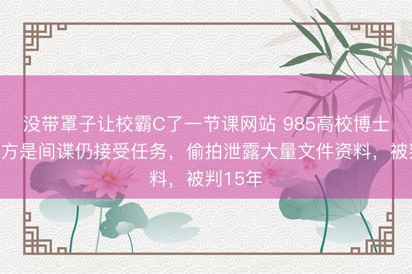 没带罩子让校霸C了一节课网站 985高校博士明知对方是间谍仍接受任务，偷拍泄露大量文件资料，被判15年