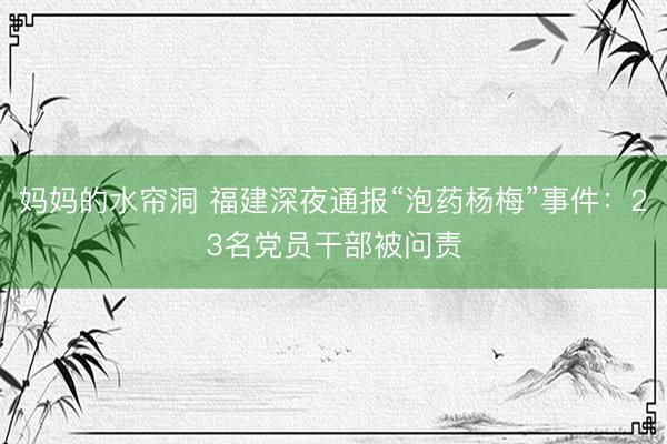 妈妈的水帘洞 福建深夜通报“泡药杨梅”事件：23名党员干部被问责