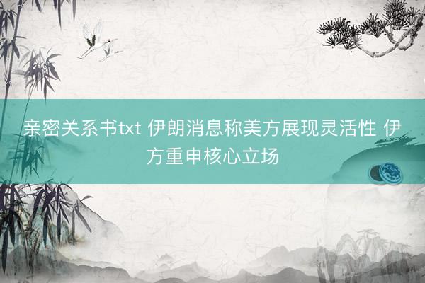 亲密关系书txt 伊朗消息称美方展现灵活性 伊方重申核心立场