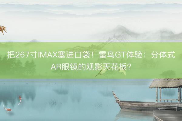 把267寸IMAX塞进口袋！雷鸟GT体验：分体式AR眼镜的观影天花板？