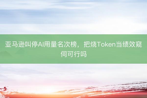 亚马逊叫停AI用量名次榜，把烧Token当绩效窥伺可行吗