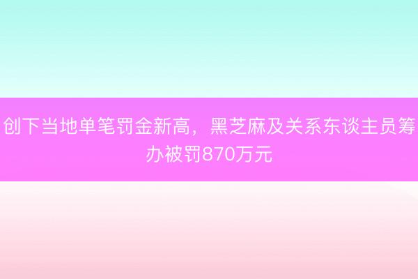 创下当地单笔罚金新高，黑芝麻及关系东谈主员筹办被罚870万元