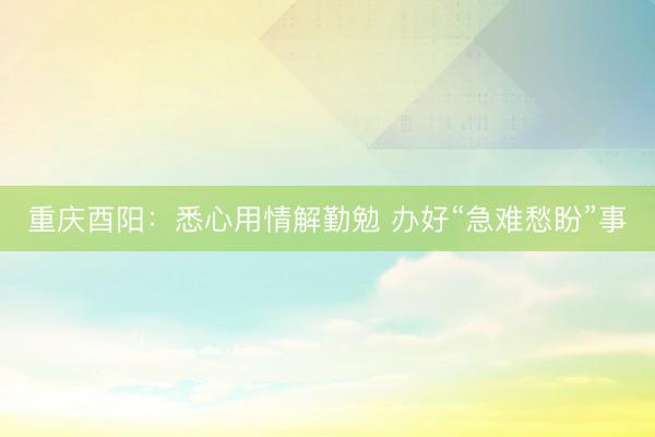 重庆酉阳：悉心用情解勤勉 办好“急难愁盼”事