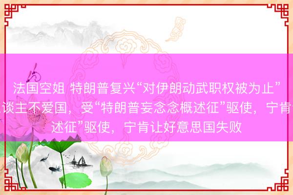 法国空姐 特朗普复兴“对伊朗动武职权被为止”：投票齰舌的东谈主不爱国，受“特朗普妄念念概述征”驱使，宁肯让好意思国失败