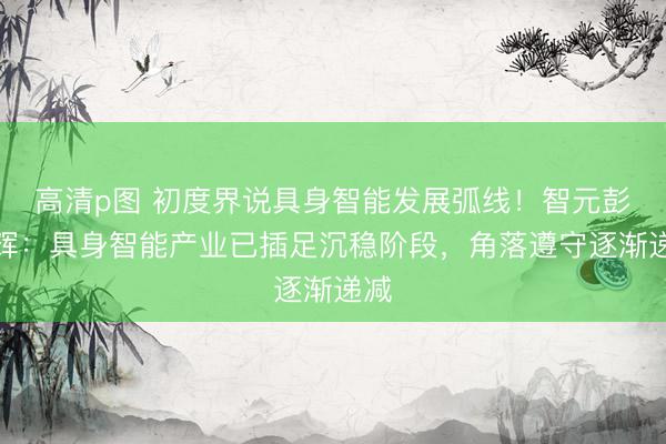 高清p图 初度界说具身智能发展弧线！智元彭志辉：具身智能产业已插足沉稳阶段，角落遵守逐渐递减
