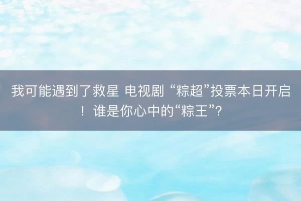我可能遇到了救星 电视剧 “粽超”投票本日开启！谁是你心中的“粽王”？