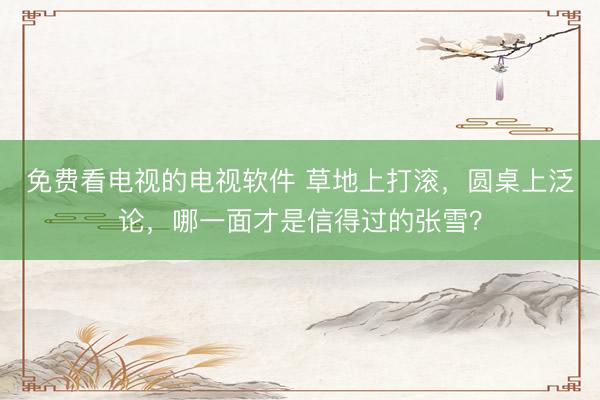 免费看电视的电视软件 草地上打滚，圆桌上泛论，哪一面才是信得过的张雪？