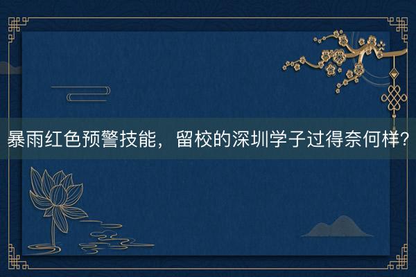 暴雨红色预警技能，留校的深圳学子过得奈何样？